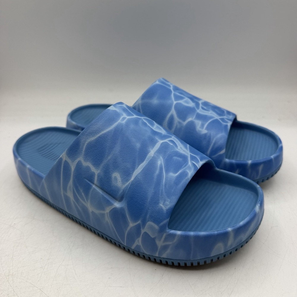 Nike Calm Slide Sandals Mens 9 Womens 10 Blue White Water Print HQ1125-400